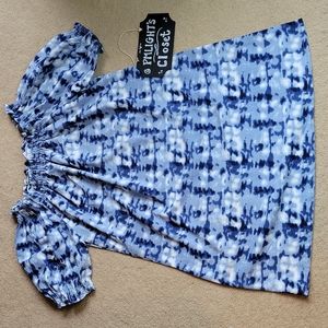 Manhattan Blues Gypsy Top Large Short Sleeve Blue White